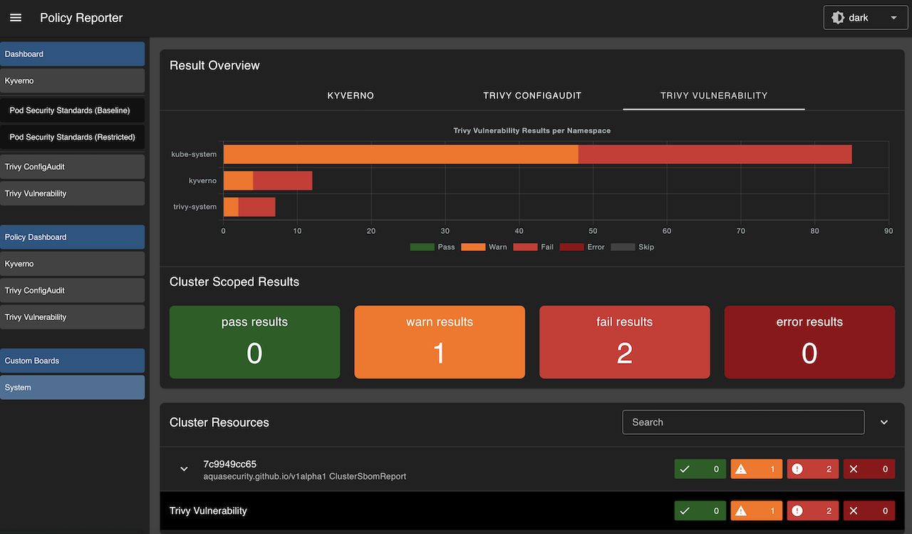 Policy Reporter UI - Custom Board with dynamic list of namespaces